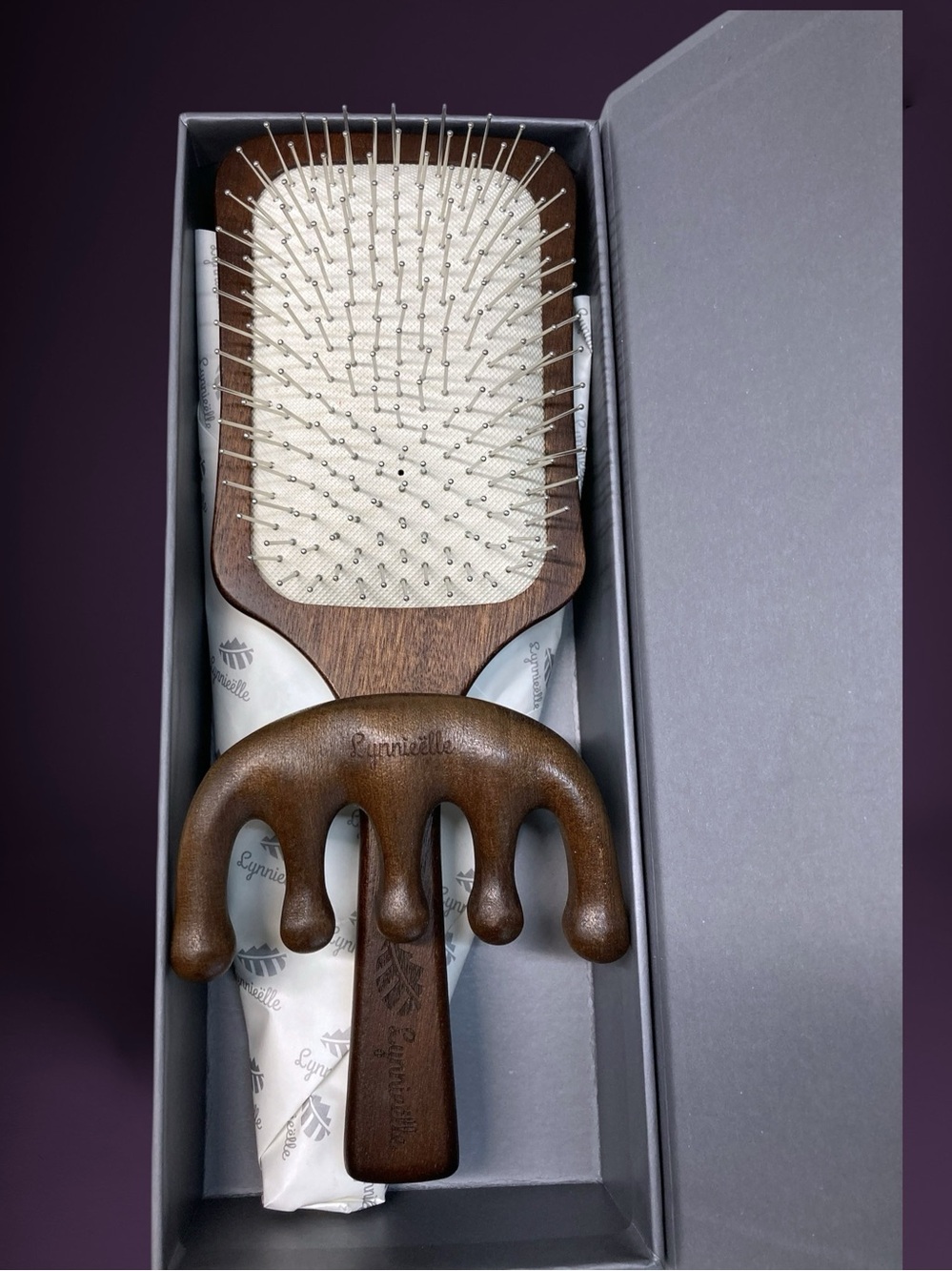 Sandalwood Wooden Wet Dry Brush & Massage Comb Gift Set
